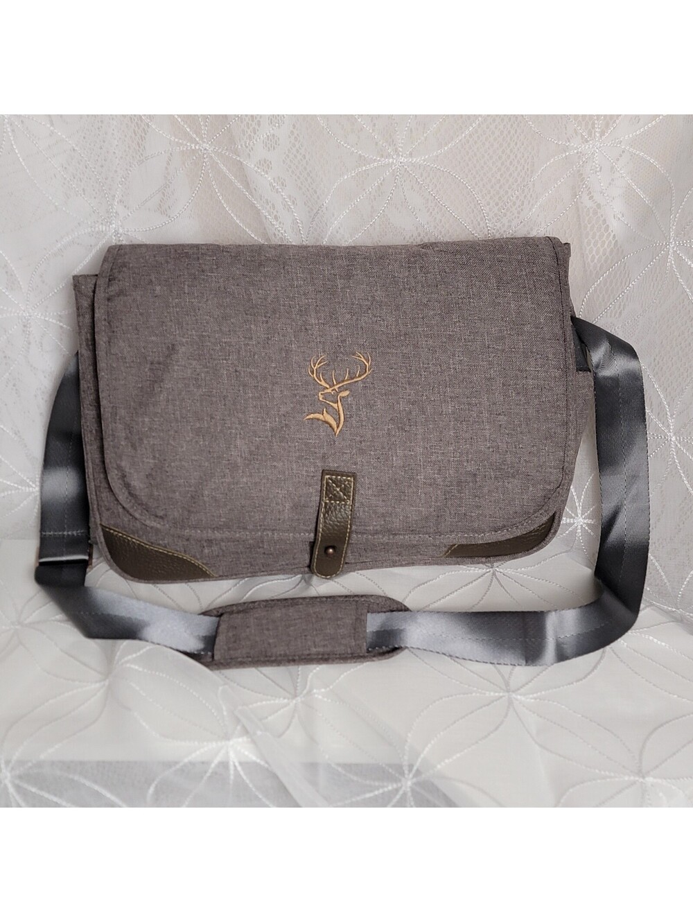 Glenfiddich Messenger Sling Bag 2016 Gray with Deer Embroidery Adjustable Strap